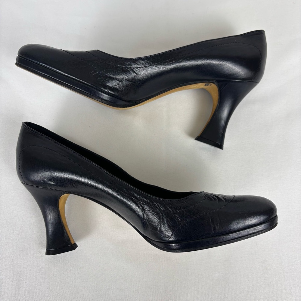 Donna Karen New York Pumps Leather Sleek Classic Sculpture Heel Black Size 6.5B - Picture 9 of 16